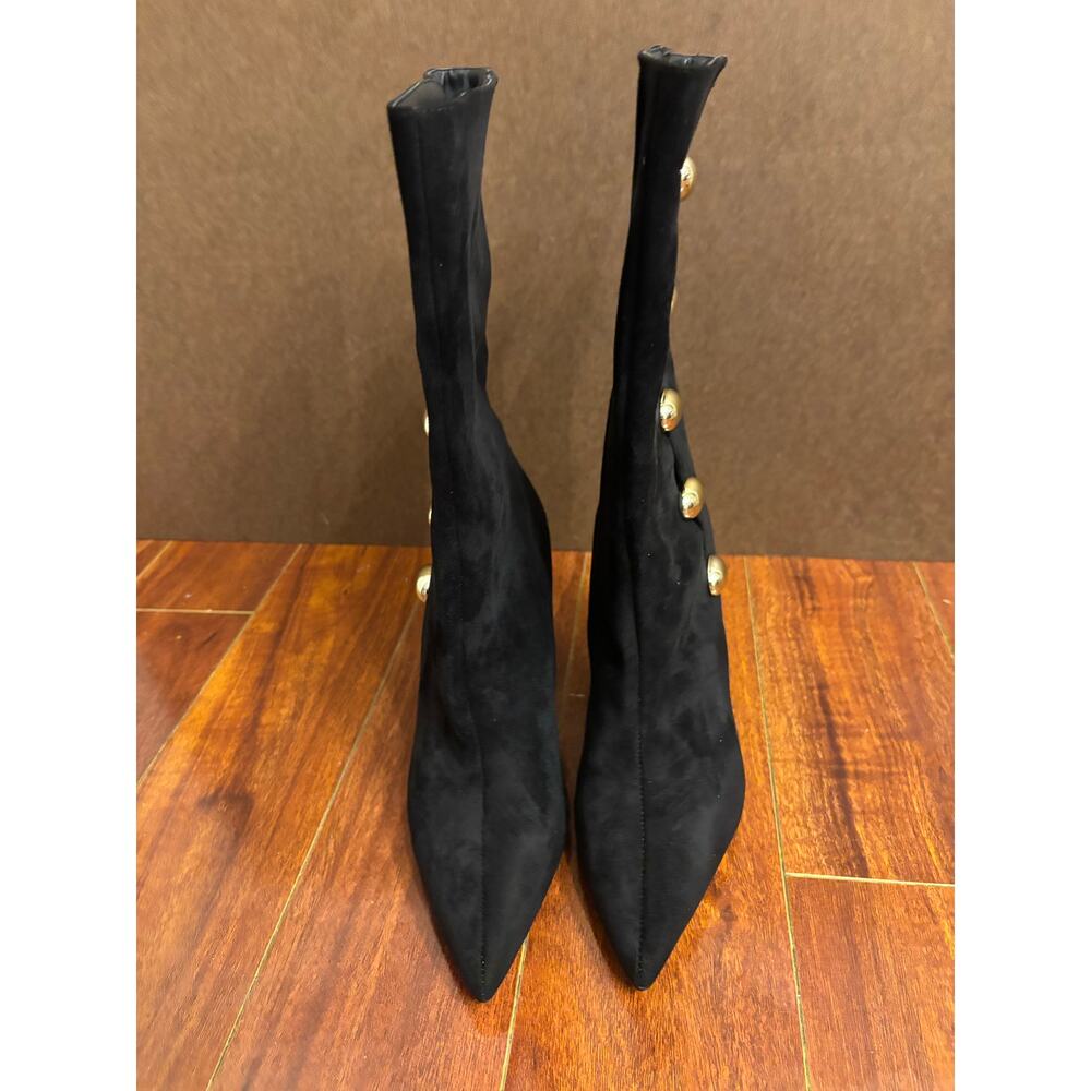 Katy Perry Women’s The Revival Pointed Toe Mid Calf Boots Black Heels Size 11 - Picture 2 of 7